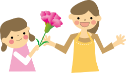 花を母に贈る少女のイラスト2