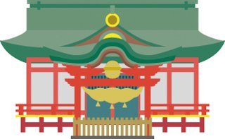 神社イラスト（朱色）