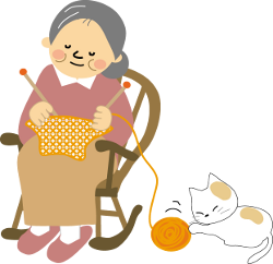 おばあさんと猫の画像